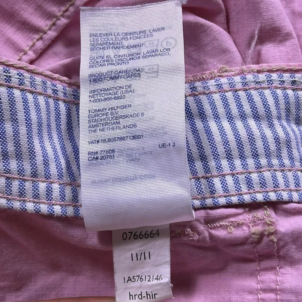 Tommy Hilfiger Utility Cargo Shorts Women's 2 Pink 100% Cotton Y2K Preppy Summer